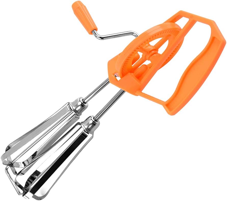Republe Schneebesen mit Kurbel, drehbar, Edelstahl, manuell, Eierrührer, Küchenwerkzeug, Orange ...